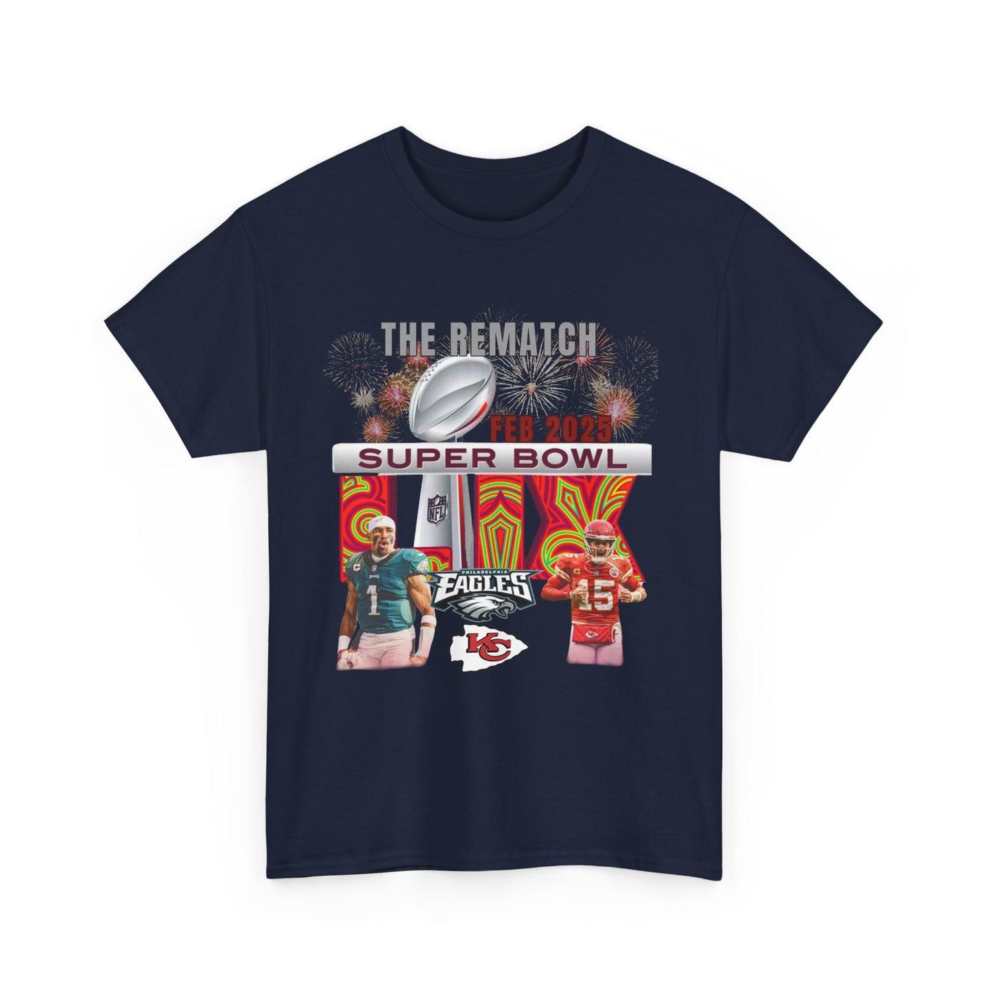 2025 Super Bowl T-Shirt Eagles Chiefs Hurst Mahomes SB 59