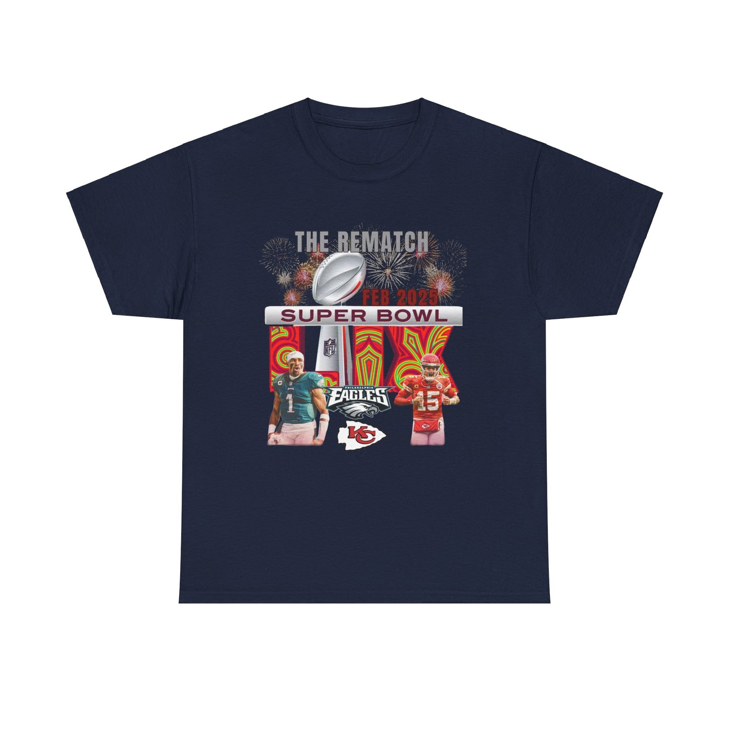2025 Super Bowl T-Shirt Eagles Chiefs Hurst Mahomes SB 59
