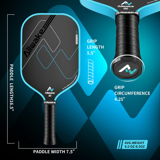 1 Carbon Fiber Pickleball Paddle - T700 Grade, Textured Surface for Maximum Spin, 16mm Honeycomb Polypropylene Core, Blue - Ideal for Enhanced Control and Power, Pickleball Equipment|Modern Pickleball Paddle|Honeycomb Core, P