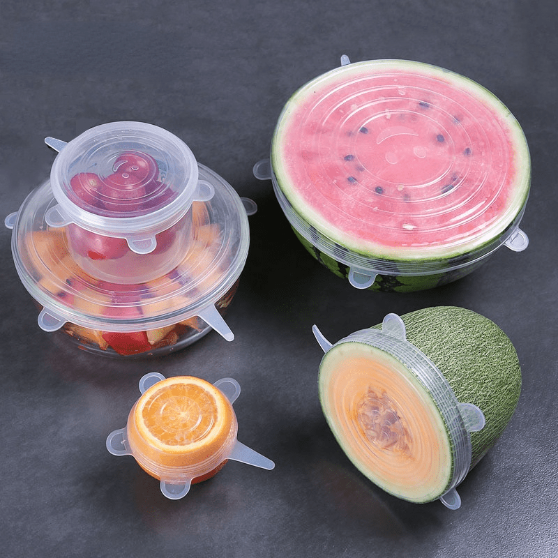Reusable 6pcs Silicone Stretch Lids - Durable Food Storage Lids For Bowls - Dishwasher And Refrigerator Safe Storage