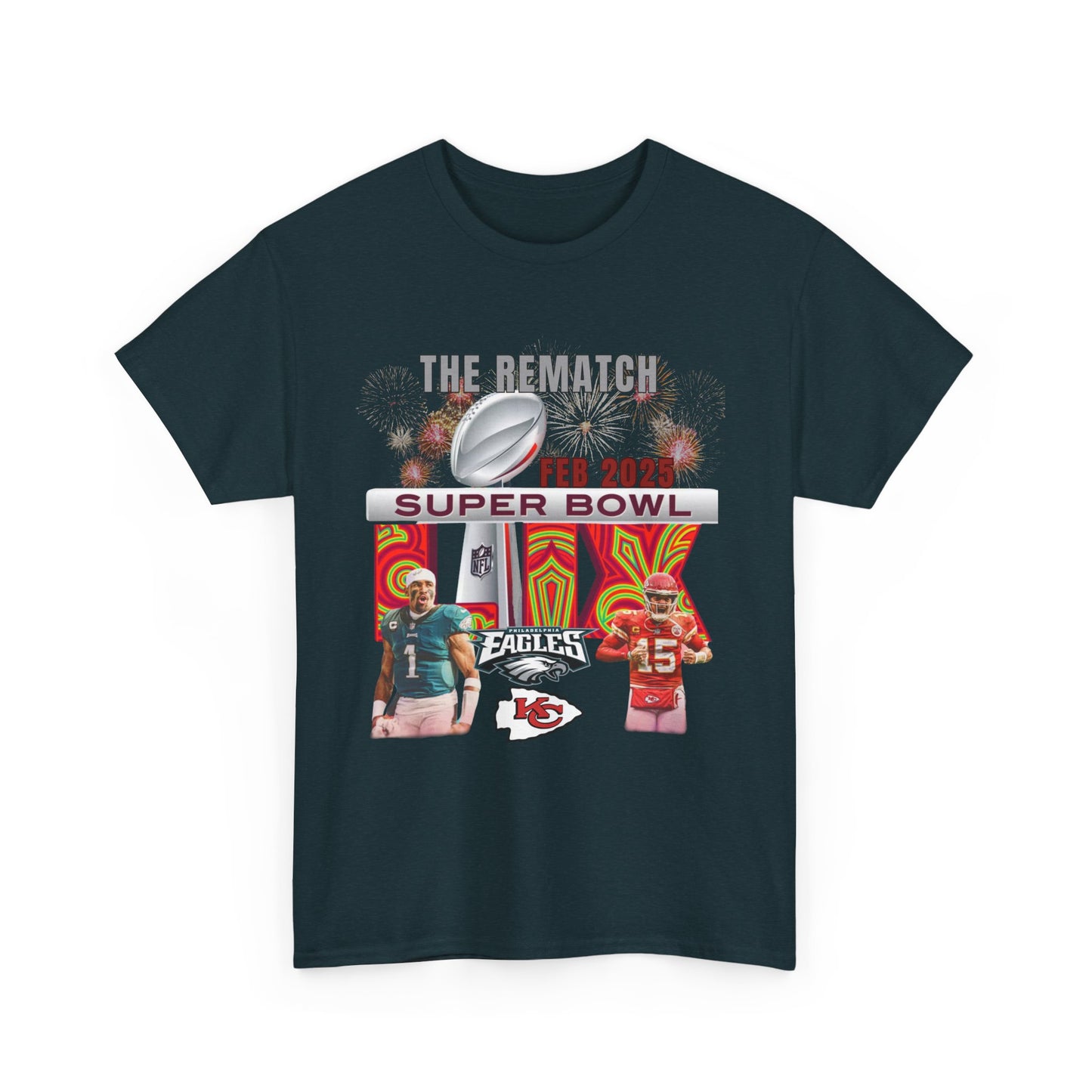 2025 Super Bowl T-Shirt Eagles Chiefs Hurst Mahomes SB 59