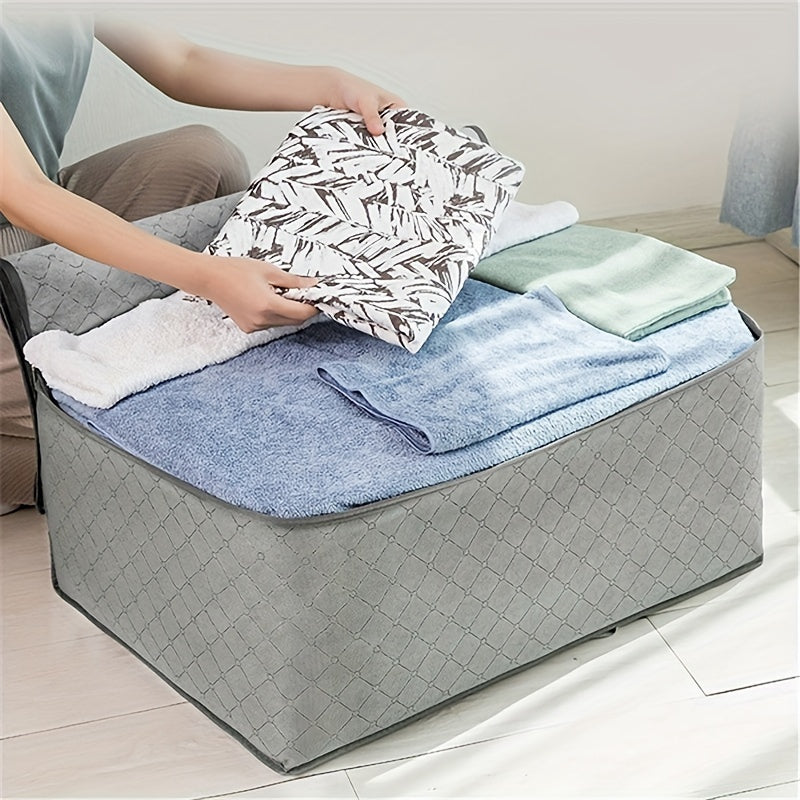 1pc Large Plastic Storage Bag Organizer with Reinforced Handle, Clear Window, Sturdy Zippers - Multipurpose Rectangle Closet Container for Bedding, Comforters, Clothing - Contemporary Style, Non-Waterproof, Ideal for Hallowee