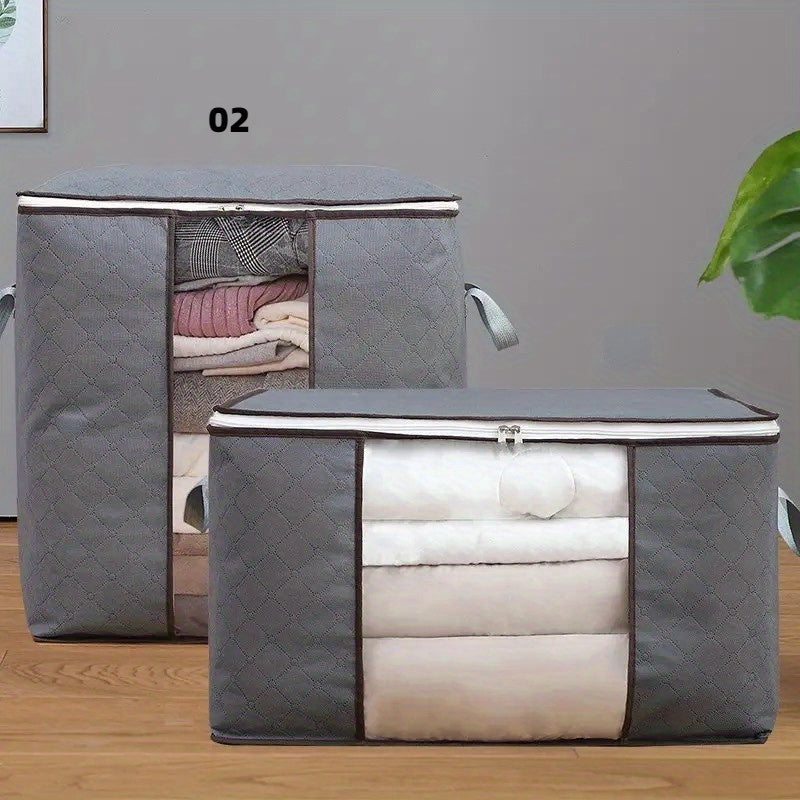 1pc Large Plastic Storage Bag Organizer with Reinforced Handle, Clear Window, Sturdy Zippers - Multipurpose Rectangle Closet Container for Bedding, Comforters, Clothing - Contemporary Style, Non-Waterproof, Ideal for Hallowee