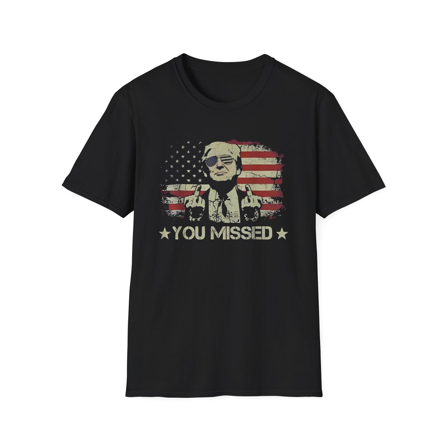 Trump You Missed Funny Trump 2024 President Shooting Softstyle T-Shirt, S - 5XL