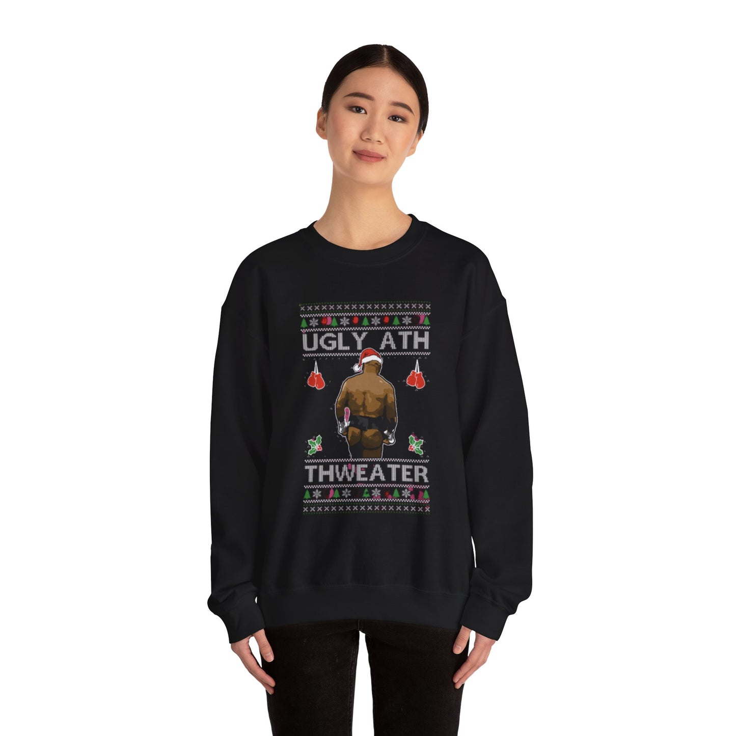 Ugly  Christmas Sweater Ugly Ath Fight Meme Crewneck Sweatshirt