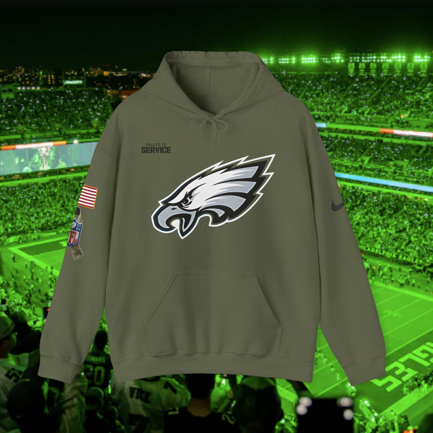 Philadelphia Eagles 2024 Salute to Service Club Fleece Pullover Hoodie