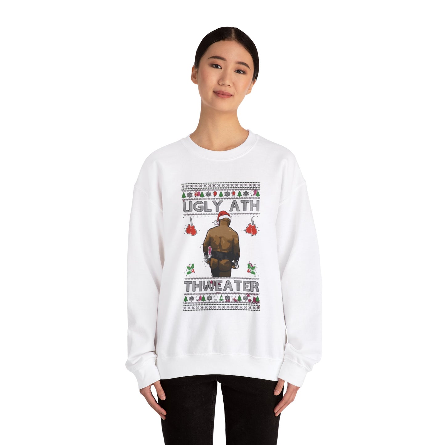 Ugly  Christmas Sweater Ugly Ath Fight Meme Crewneck Sweatshirt