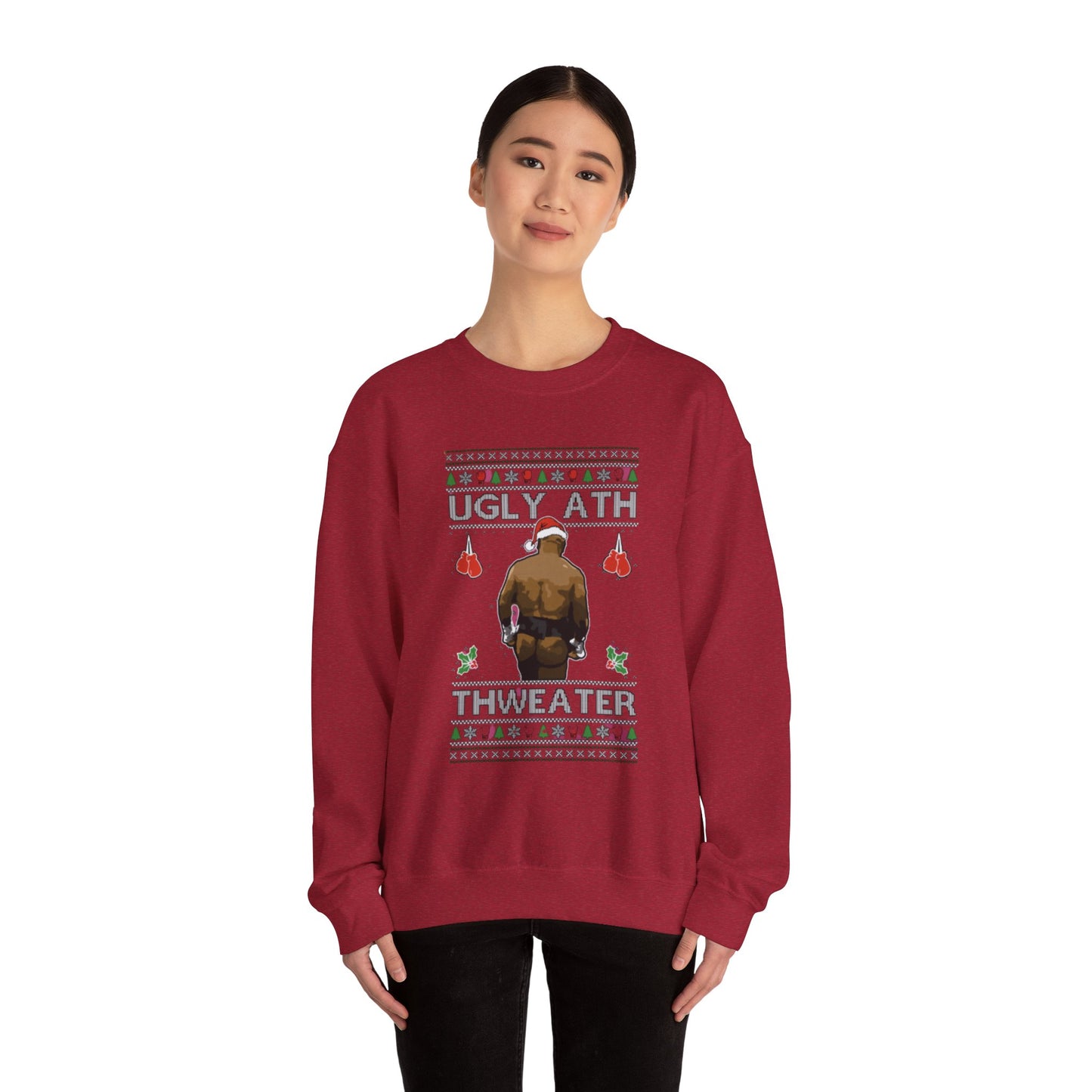 Ugly  Christmas Sweater Ugly Ath Fight Meme Crewneck Sweatshirt