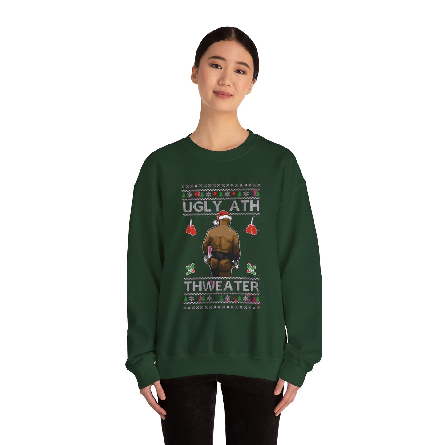 Ugly  Christmas Sweater Ugly Ath Fight Meme Crewneck Sweatshirt