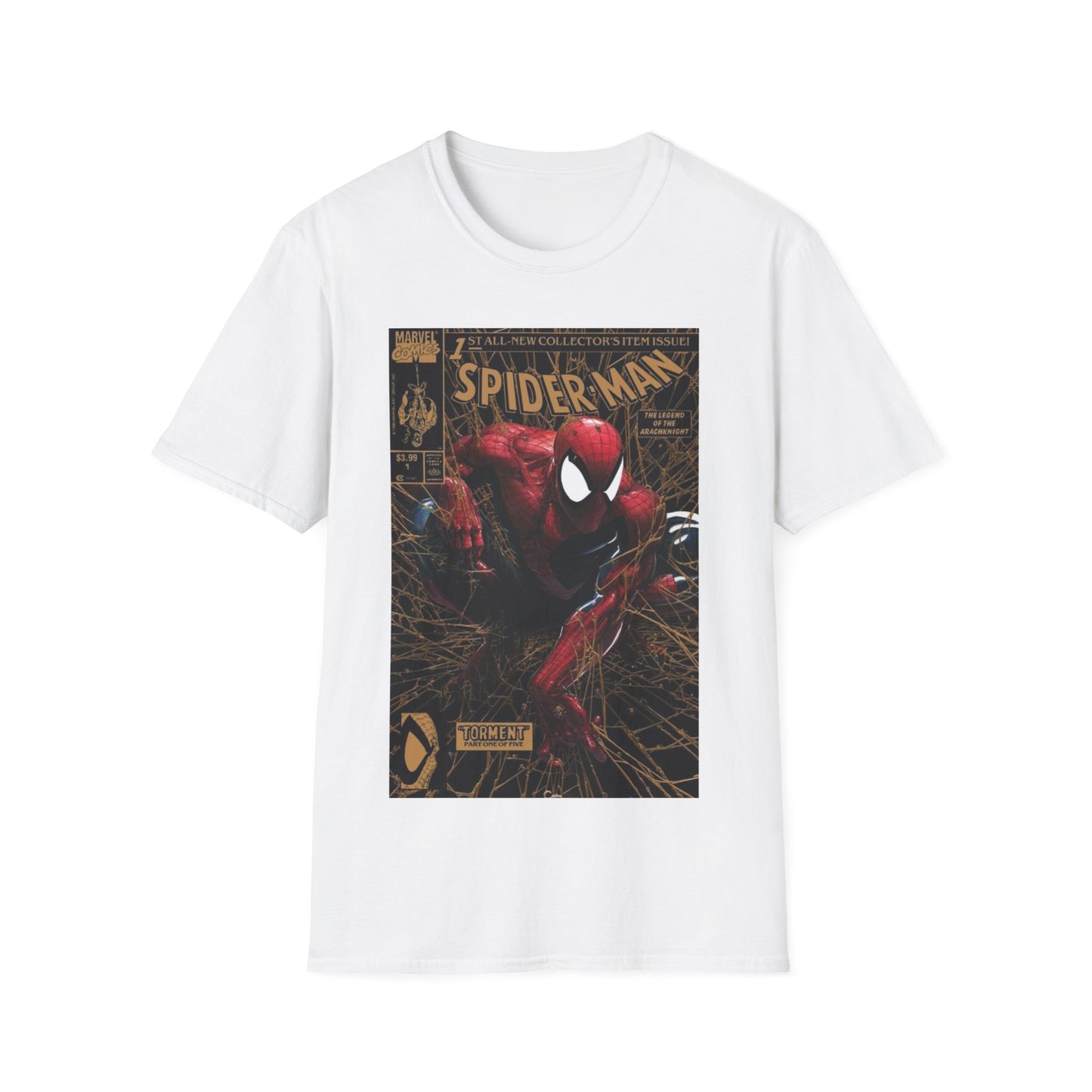 Vintage Spiderman #1 Gold variant, Spiderman t-shirt vintage, McFarlane t-shirt