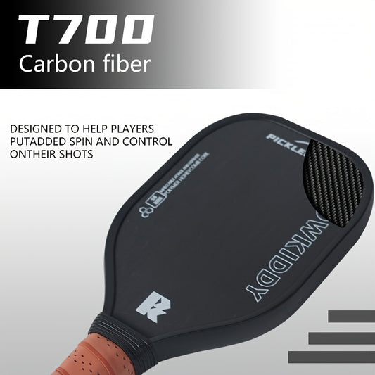 POWKIDDY T700 Carbon Fiber Pickleball Paddle Set - 16mm Core Thickness, Cloth Pressed, PP Honeycomb Core, Enhanced Elasticity, Small Sweet Spot Training Paddle with 4 Training Balls, Black, Adult Neutral
